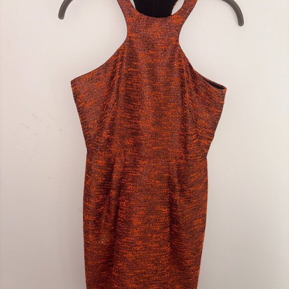 Hunter Dixon by Hunter Bell Orange Metallic Cocktail Dress size 2 Ring Collar - Picture 8 of 10